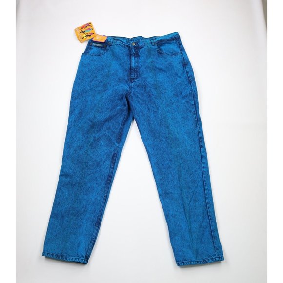 NOS Vintage 90s Streetwear Mens 44x34 Acid Wash Relaxed Loose Fit Wide Leg Jeans